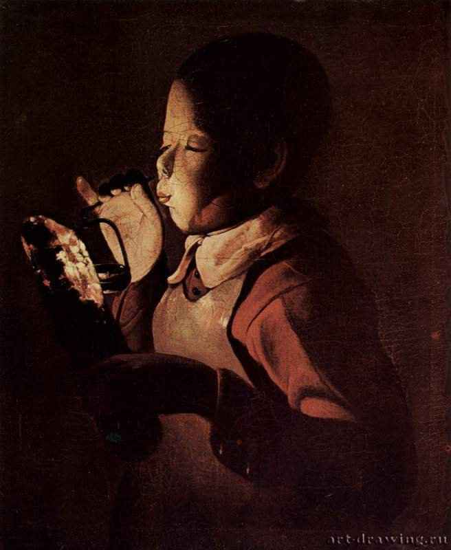Мальчик, задувающий огонь. 1649 * - 61 x 51 смХолст, маслоБароккоФранцияДижон. Музей изящных искусств